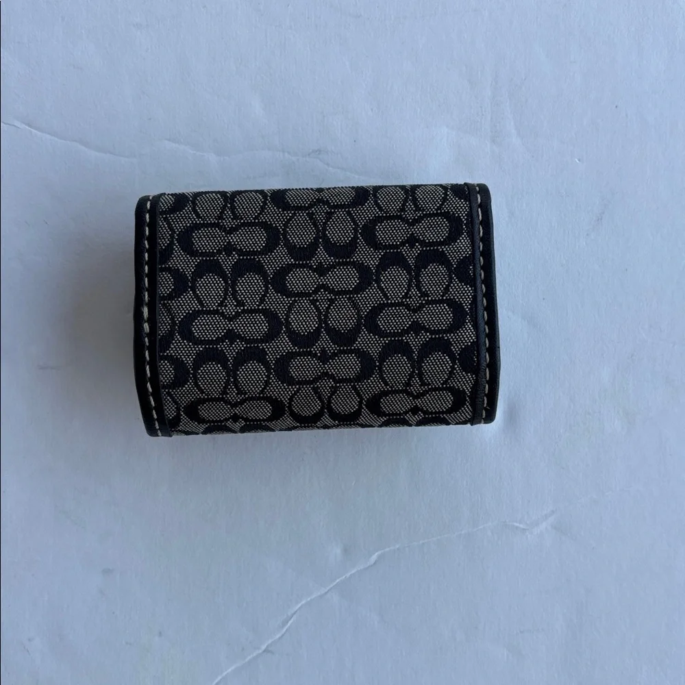 Vintage Coach Signature Black Gray Contact Case Y2K Mini Compact Makeup Stash - Picture 4 of 17